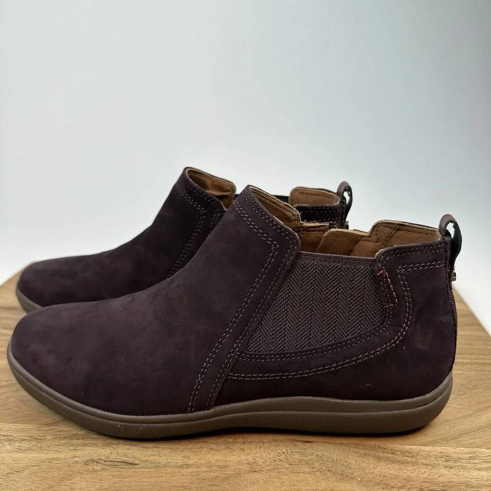 New‎ Womens Cobb Hill Bailee Chelsea Boot Purple Nubuck Leather Shoes Size 9  M
